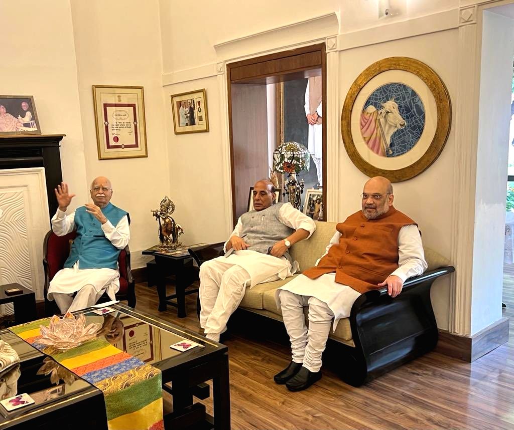 :New Delhi:Union Home Minister Amit Shah with Defence Minister Rajnath ...