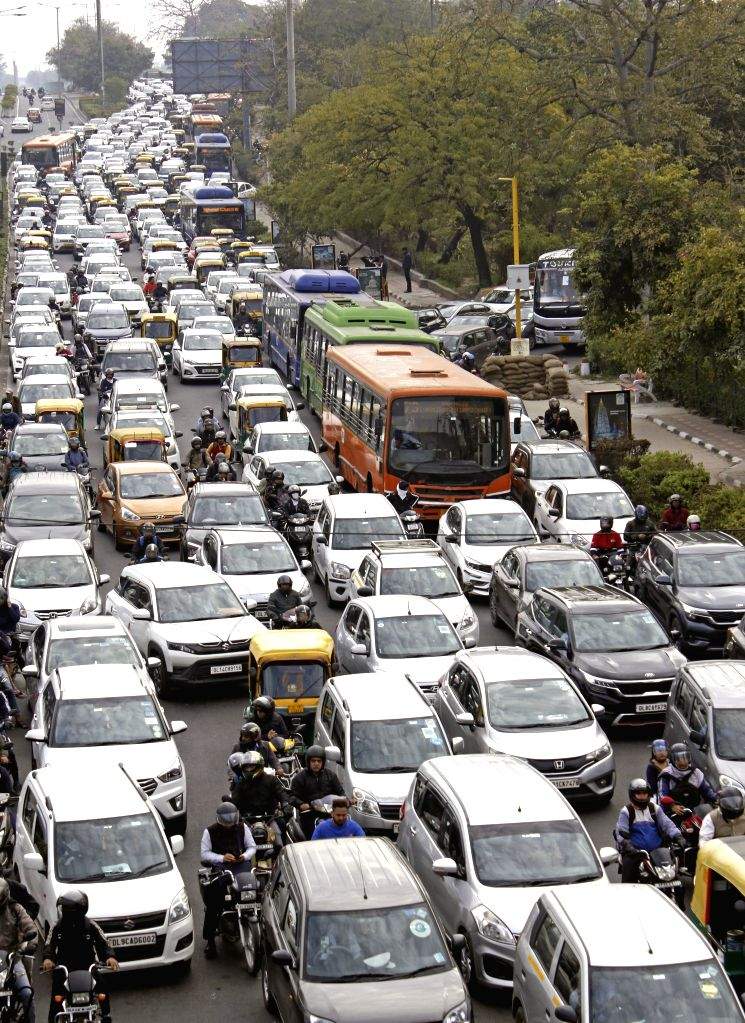 New Delhi : Vehicles stuck in a traffic jam near ITO