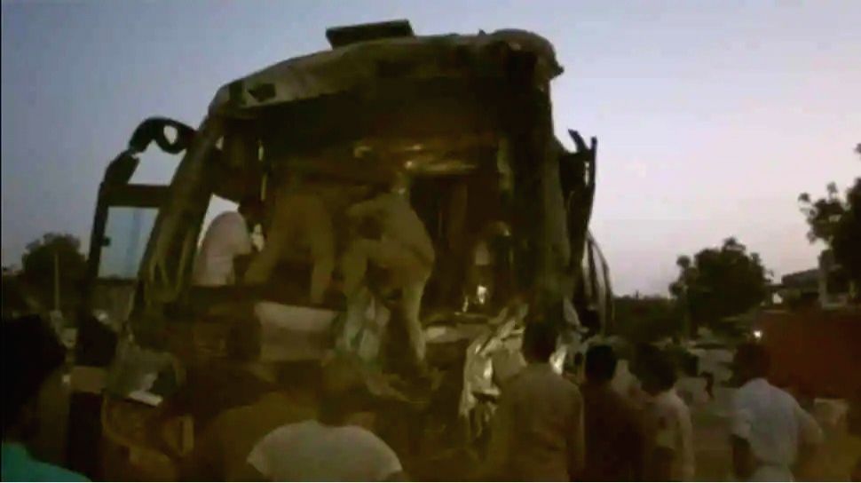Three killed, over 30 injured as bus collides with truck in Gujarat