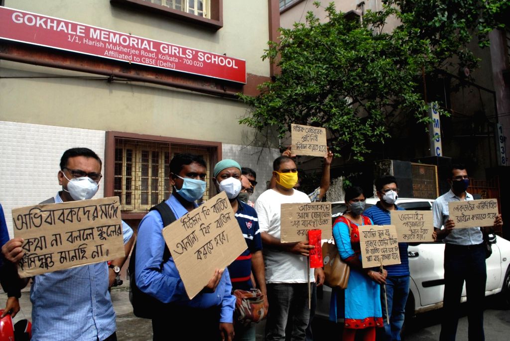 BJP protests against private schools charging fees from parents in ...