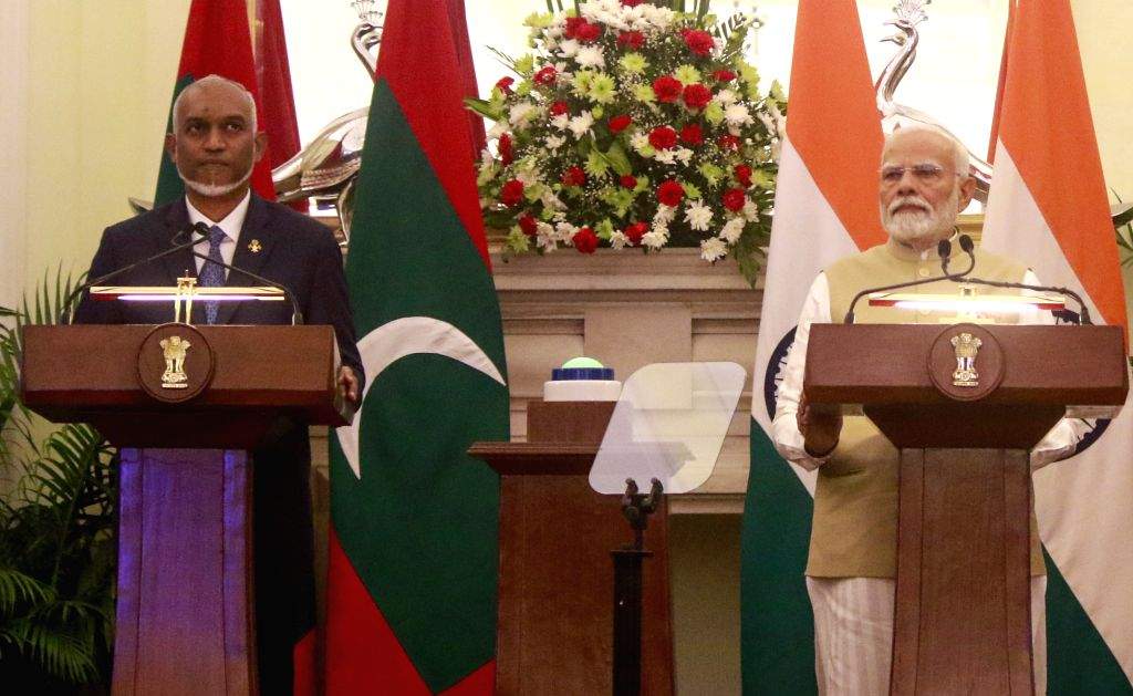 PM Modi and President Mohamed Muizzu of Maldives attend the joint press ...
