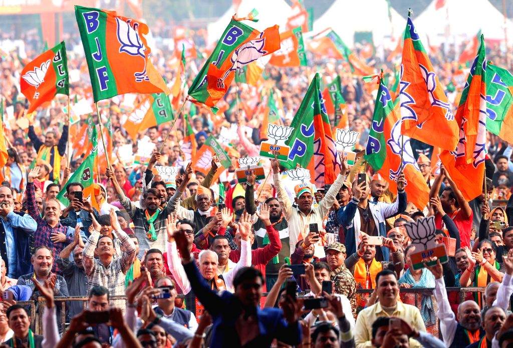 PM Modi attends an election rally in Dwarka