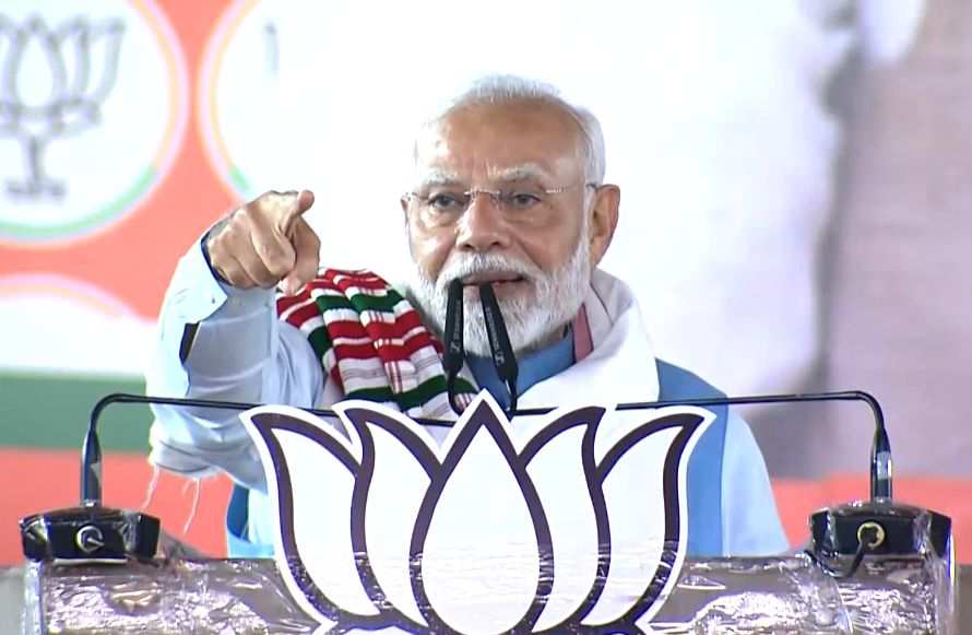 Pm Modi At Rally PM Narendra Modi attends an election rally