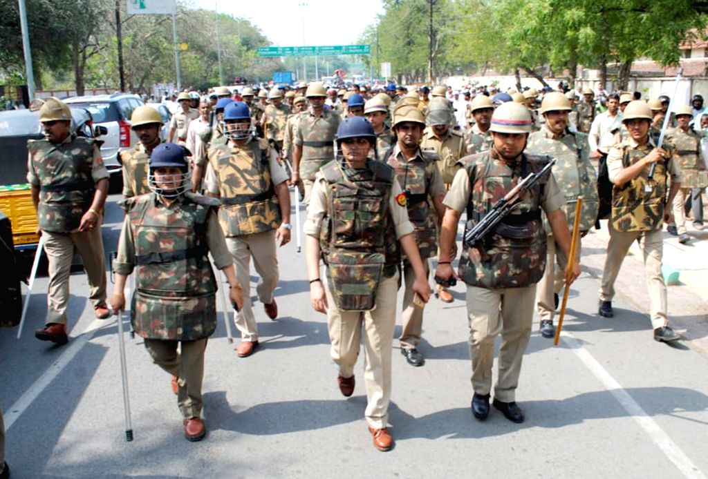 Police conducts flag march ahead of April 10 "Bharat Bandh