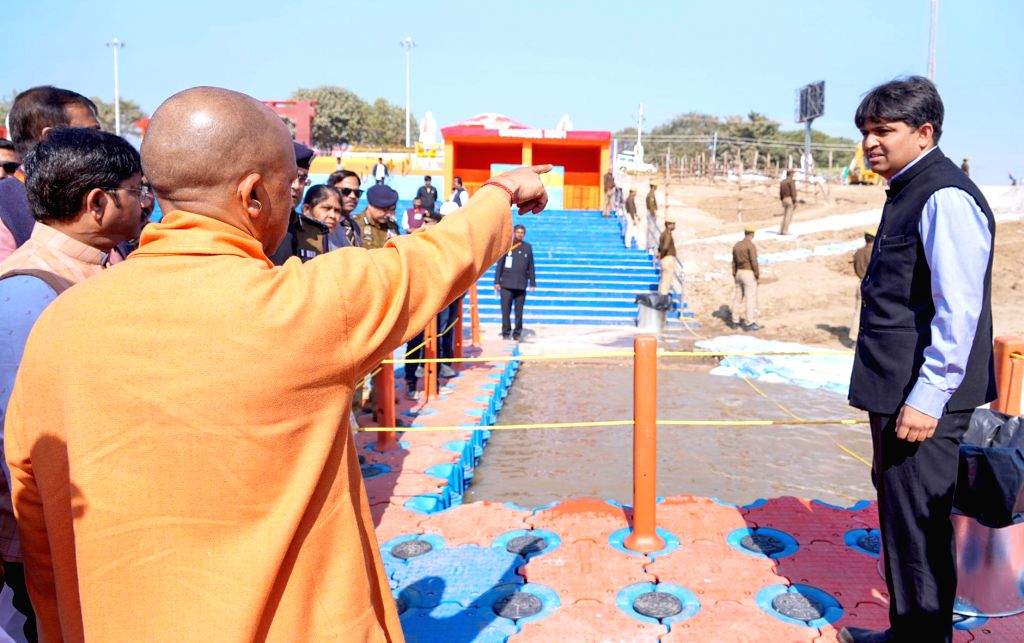 Uttar Pradesh CM Yogi Adityanath inspects the preparation work at the ...