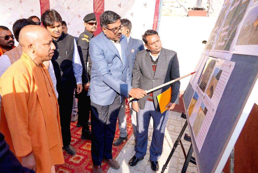 Uttar Pradesh CM Yogi Adityanath inspects the preparation work at the ...