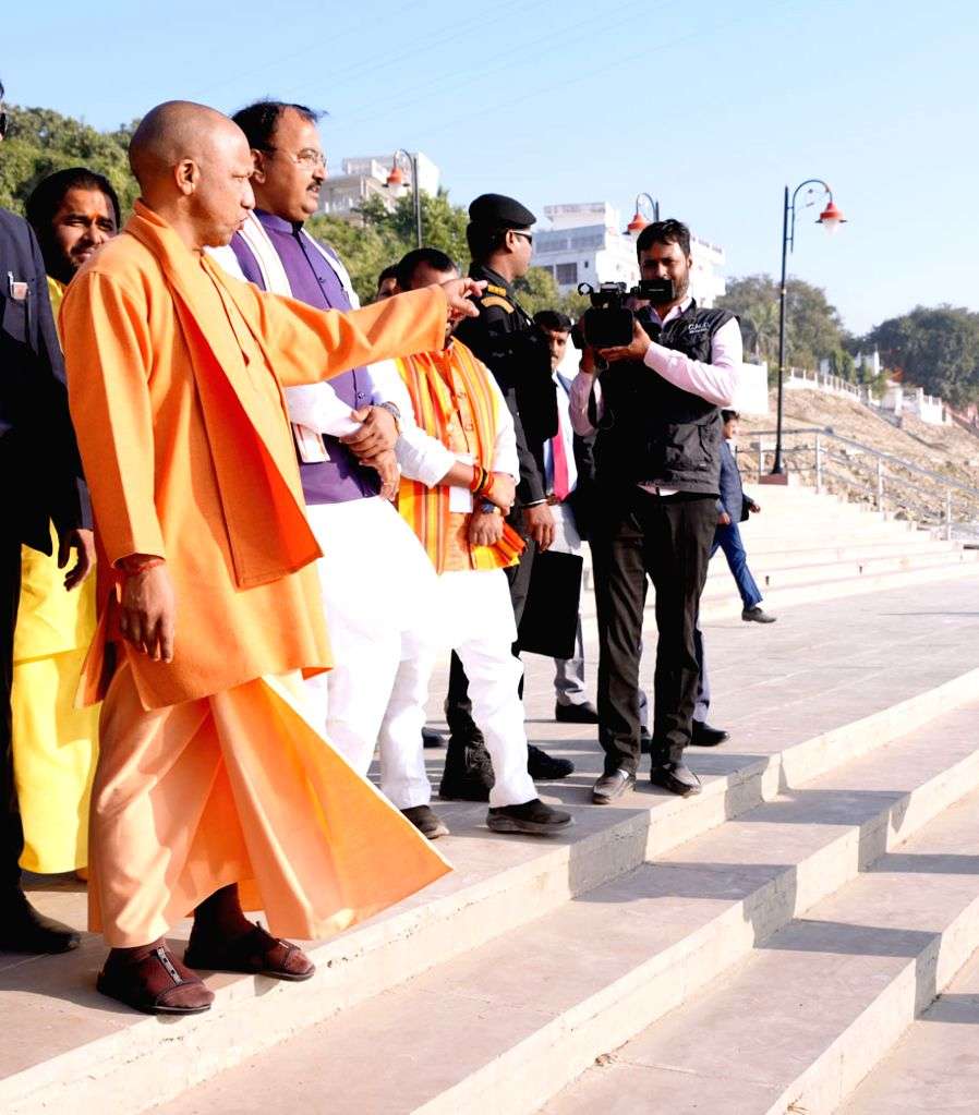 Uttar Pradesh CM Yogi Adityanath inspects the preparation work at the ...