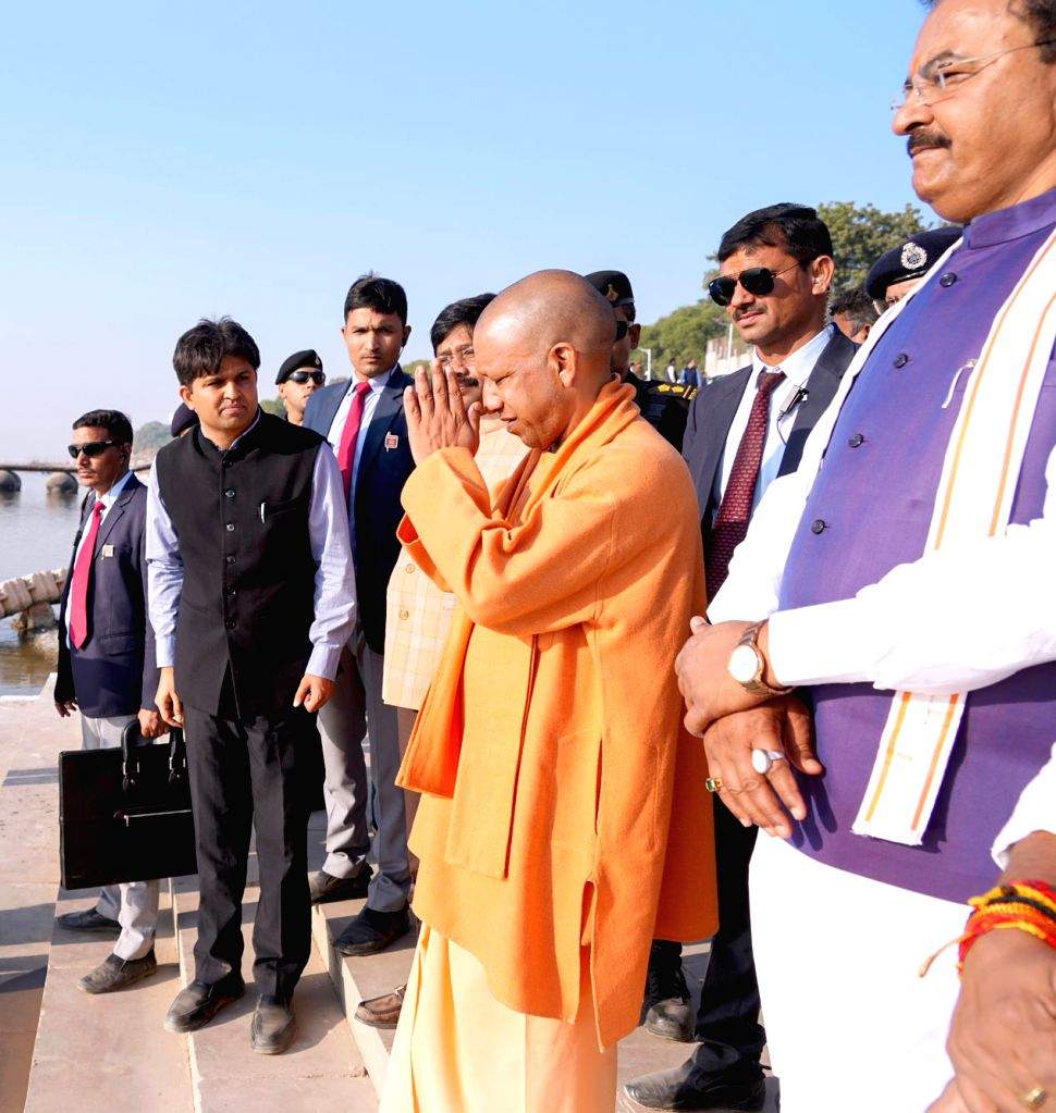 Uttar Pradesh CM Yogi Adityanath inspects the preparation work at the ...