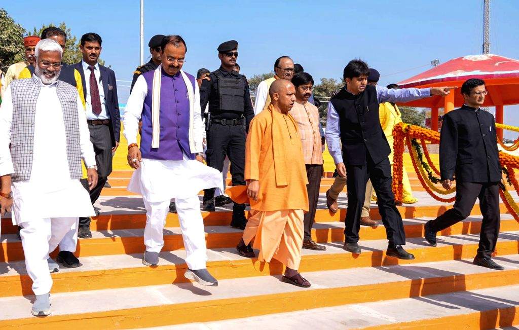 Uttar Pradesh CM Yogi Adityanath inspects the preparation work at the ...