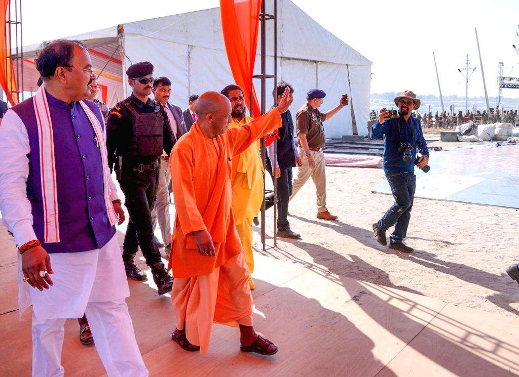 Uttar Pradesh CM Yogi Adityanath inspects the preparation work at the ...