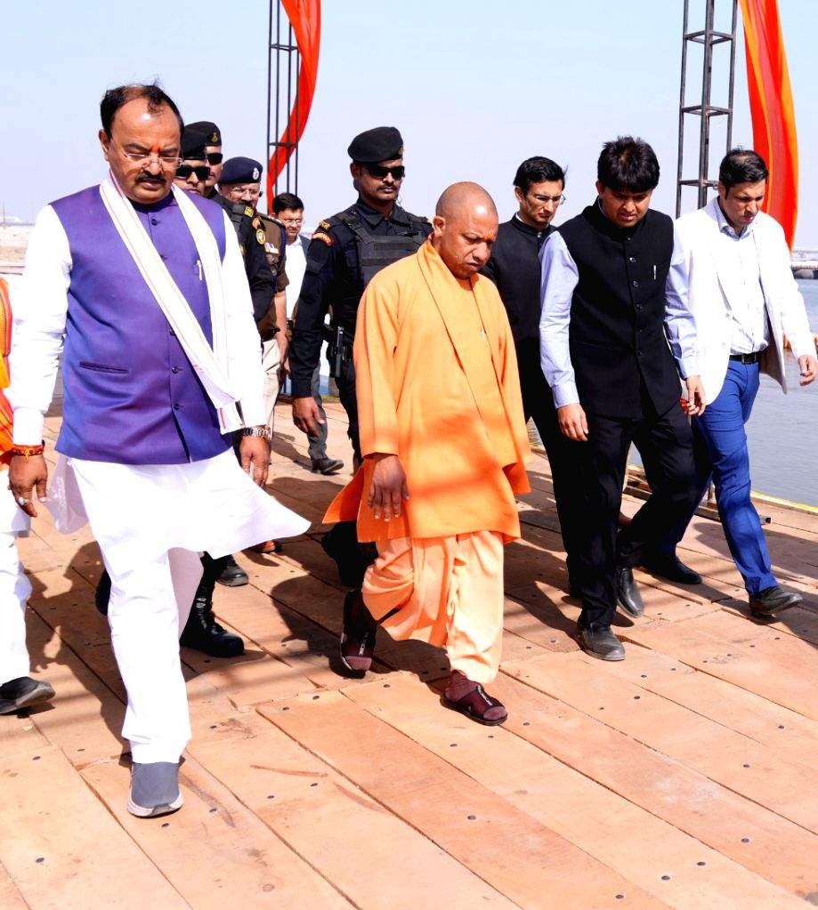 Uttar Pradesh CM Yogi Adityanath inspects the preparation work at the ...