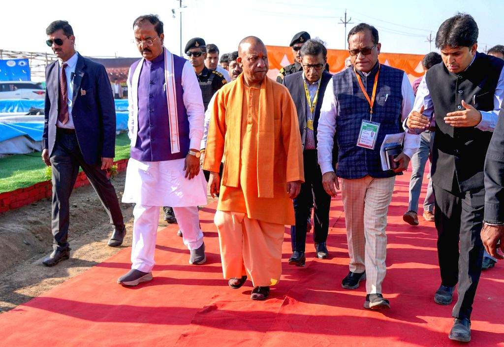 Uttar Pradesh CM Yogi Adityanath inspects the preparation work at the ...