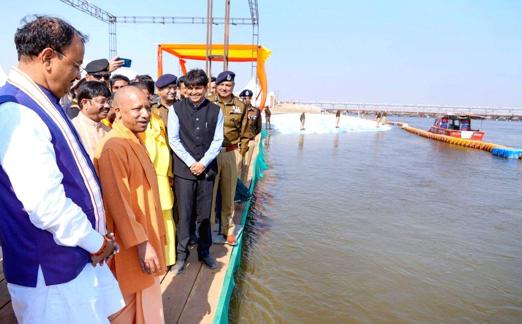 Uttar Pradesh CM Yogi Adityanath inspects the preparation work at the ...