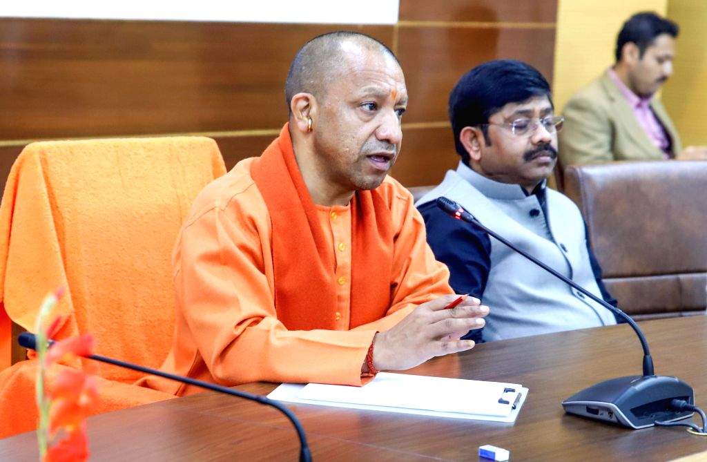 Prayagraj : Uttar Pradesh CM Yogi Adityanath chairs a meeting with the ...