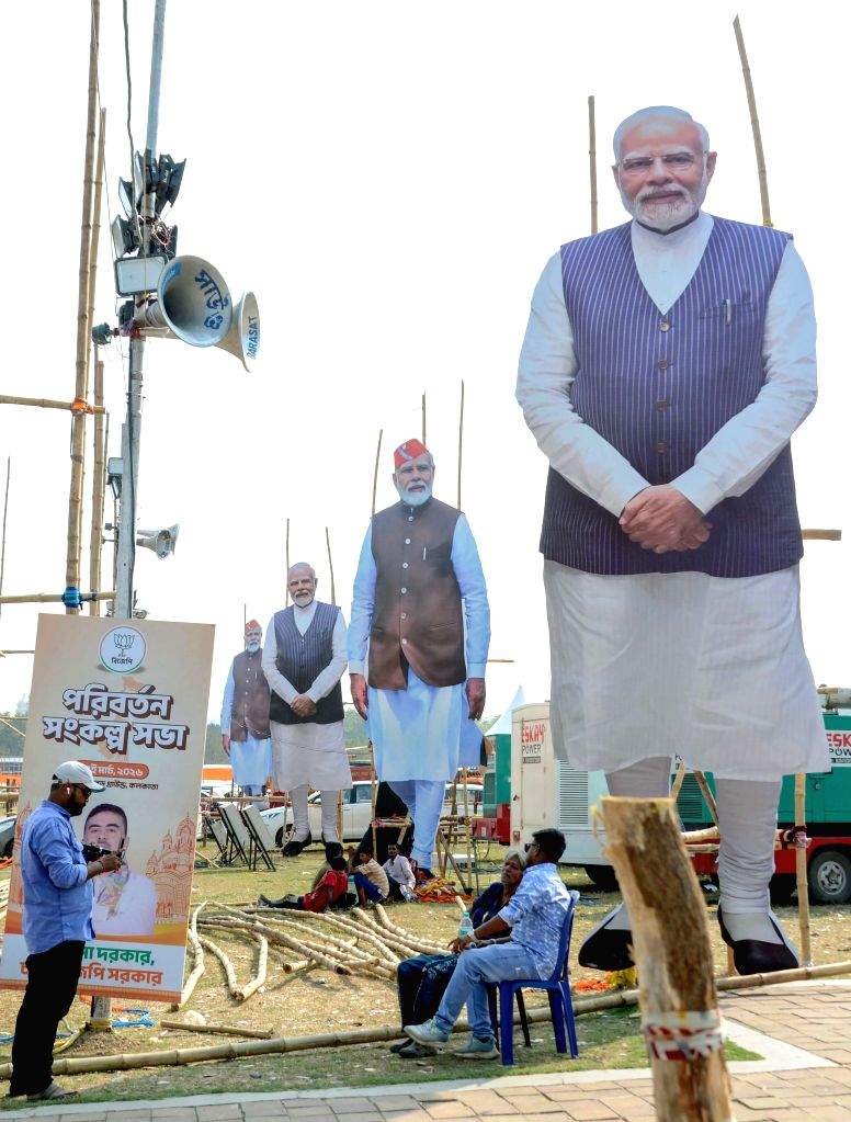 Pm Modi At Rally Preparations underway for PM Modi rally in Kolkata