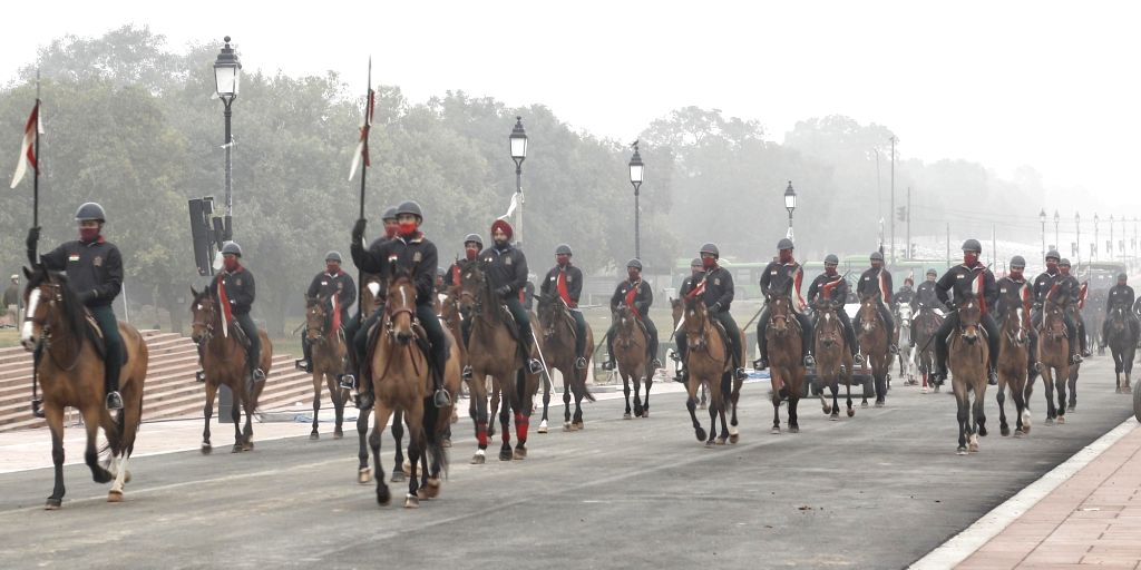 :New Delhi:President's bodyguards during rehearsal for the Republic Day ...