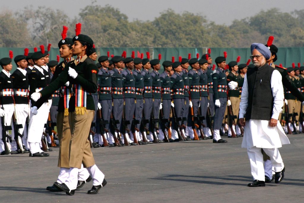 Prime Minister Dr Manmohan Singh with the NCC cadets at