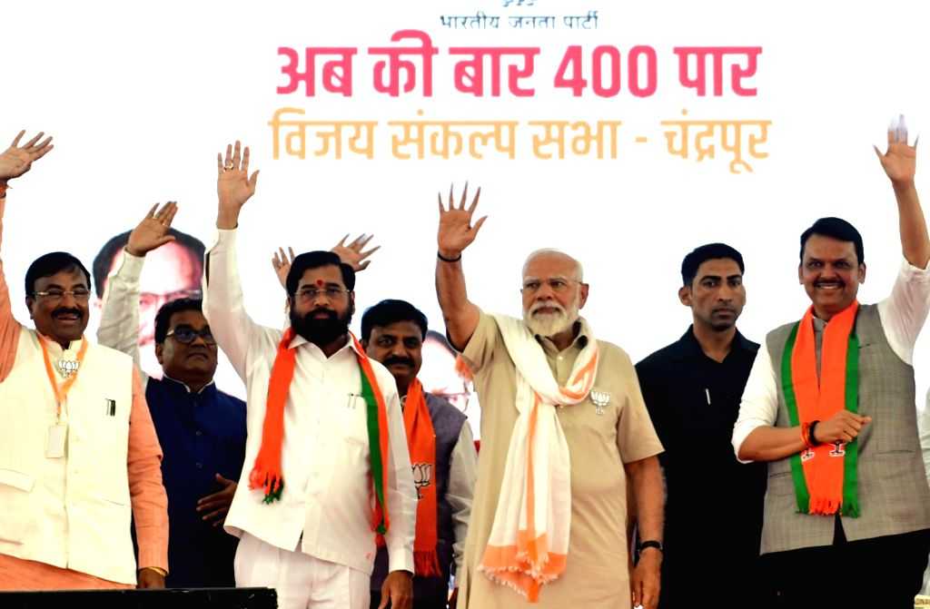 Prime Minister Narendra Modi at an public rally ahead of Lok Sabha ...