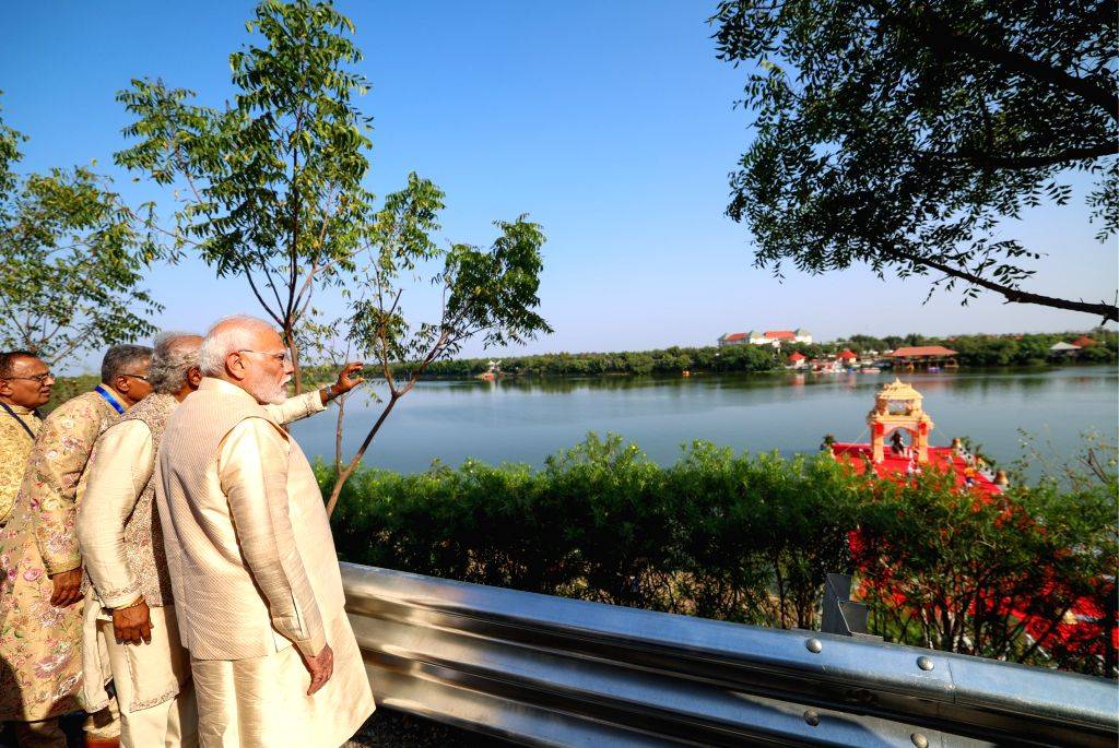 Prime Minister Narendra Modi at the inauguration of Bharat Mata Sarovar