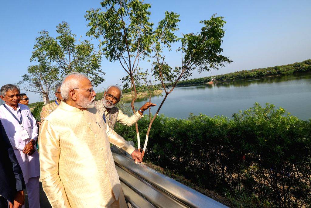 Prime Minister Narendra Modi at the inauguration of Bharat Mata Sarovar