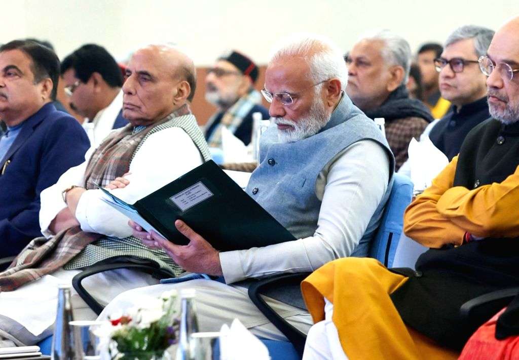 Prime Minister Narendra Modi chairs a Council of Ministers' meeting to ...