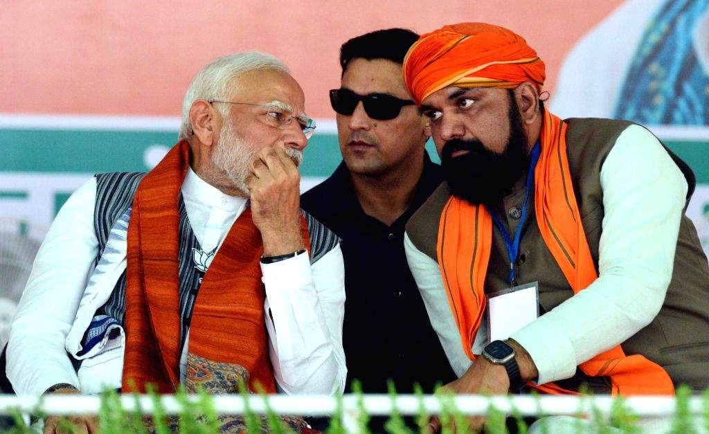 Pm Modi At Rally Prime minister Narendra Modi during an election rally