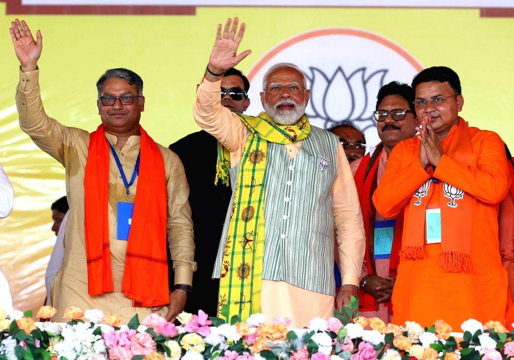 Pm Modi At Rally Prime Minister Narendra Modi during an election rally