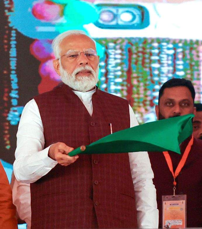 Prime Minister Narendra Modi during the foundation stone laying and ...