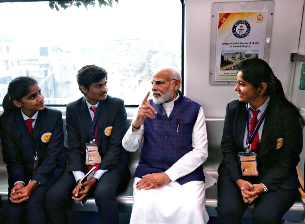 Nagpur PM Modi Takes Metro Ride From Freedom Park Metro Station