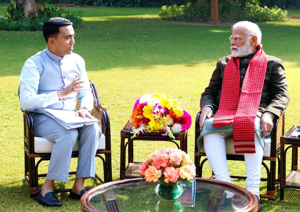Prime Minister Narendra Modi meets Goa Chief Minister Pramod Sawant