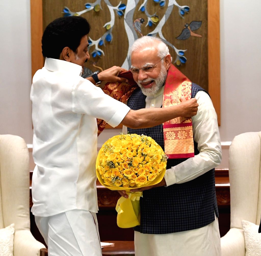 Prime Minister Narendra Modi meets Tamil Nadu Chief Minister M.K. Stalin