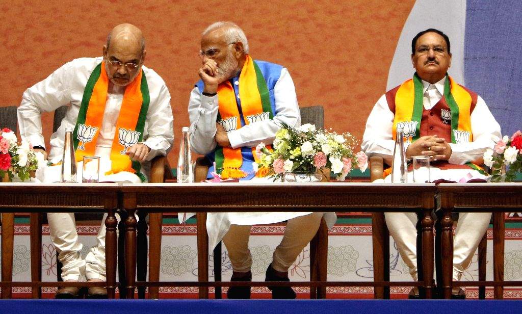 Prime Minister Narendra Modi, Union Home Minister Amit Shah and Defence ...
