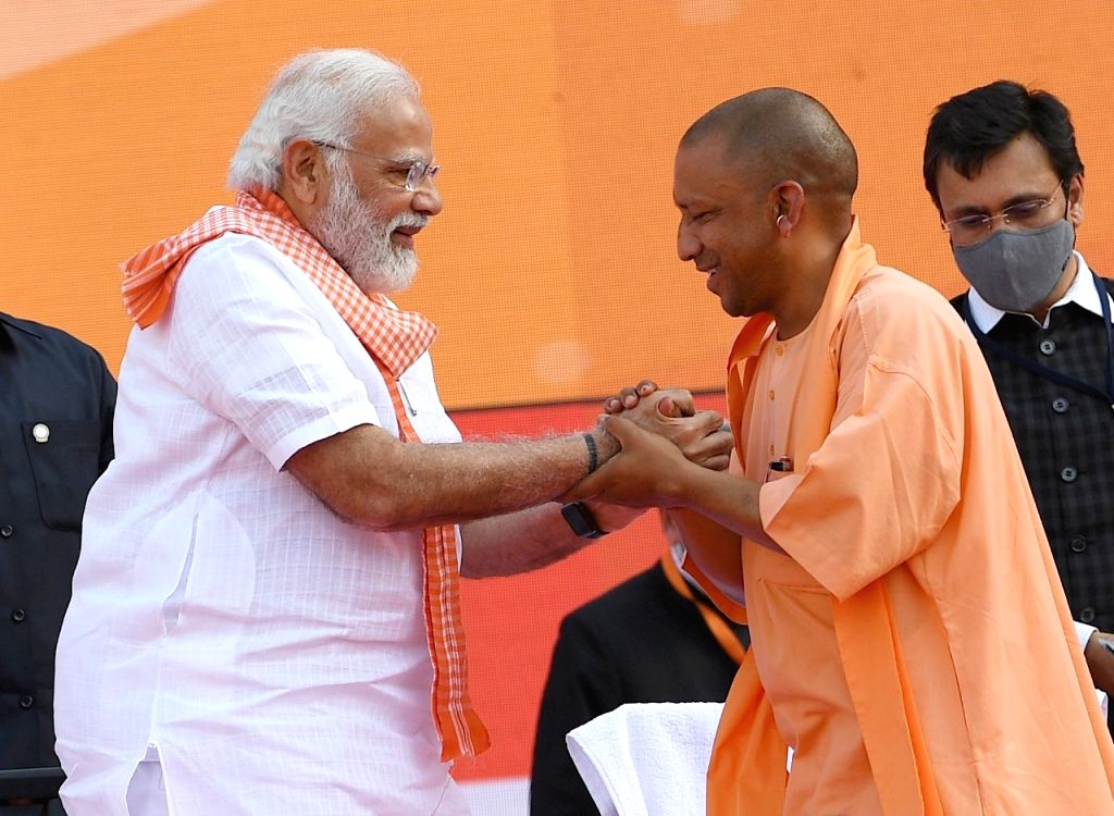 : Lucknow: PM Modi with Uttar Pradesh CM Yogi Adityanath