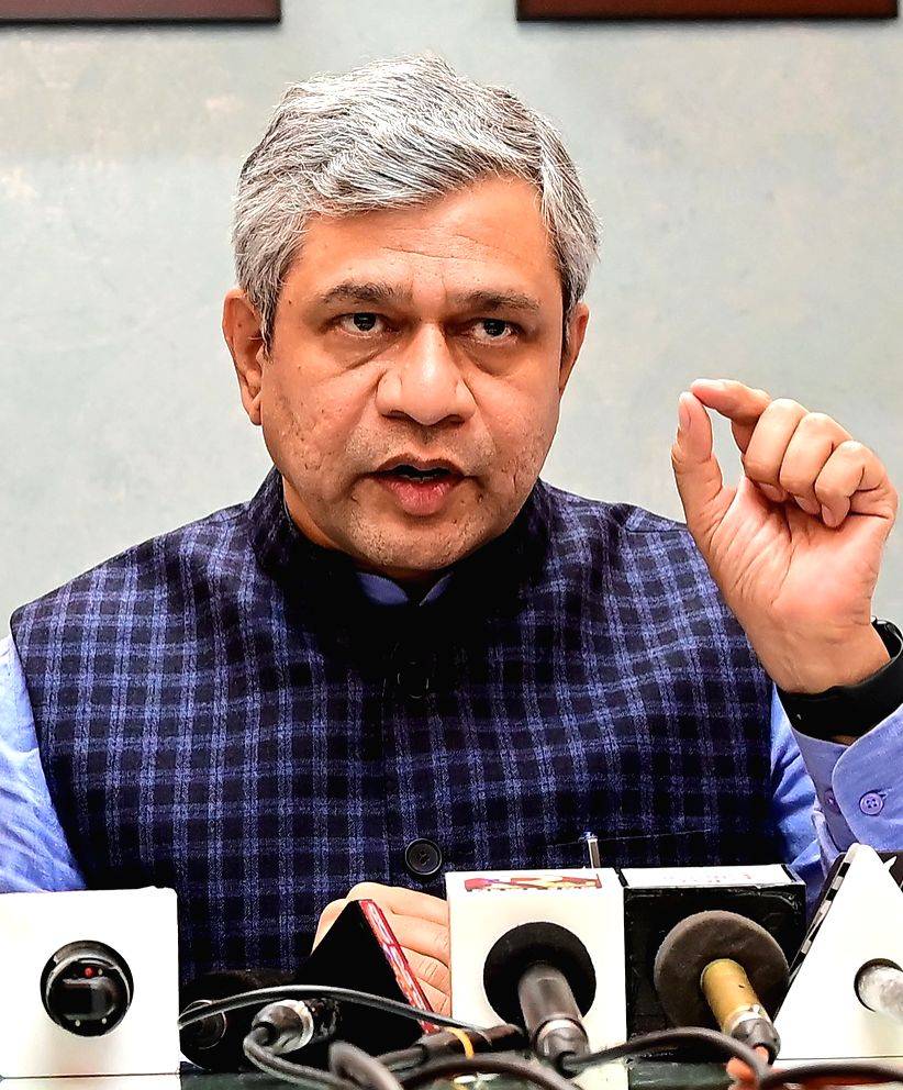 Railways Minister Ashwini Vaishnaw addresses a press conference