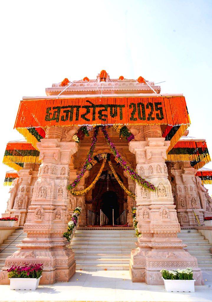 Ram Janmabhoomi Temple adorned ahead of Dhwajarohan