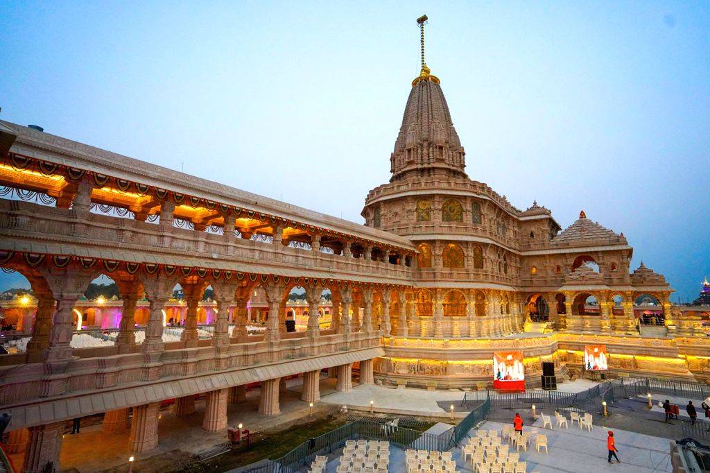 Ram Janmabhoomi Temple adorned ahead of Dhwajarohan