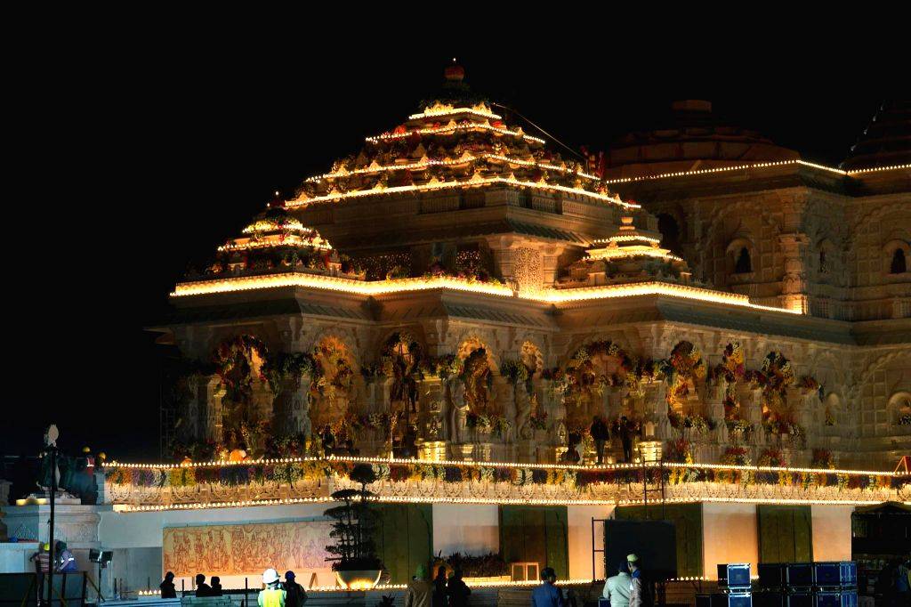 Ram Mandir being decorated with flowers and lights ahead of its ...