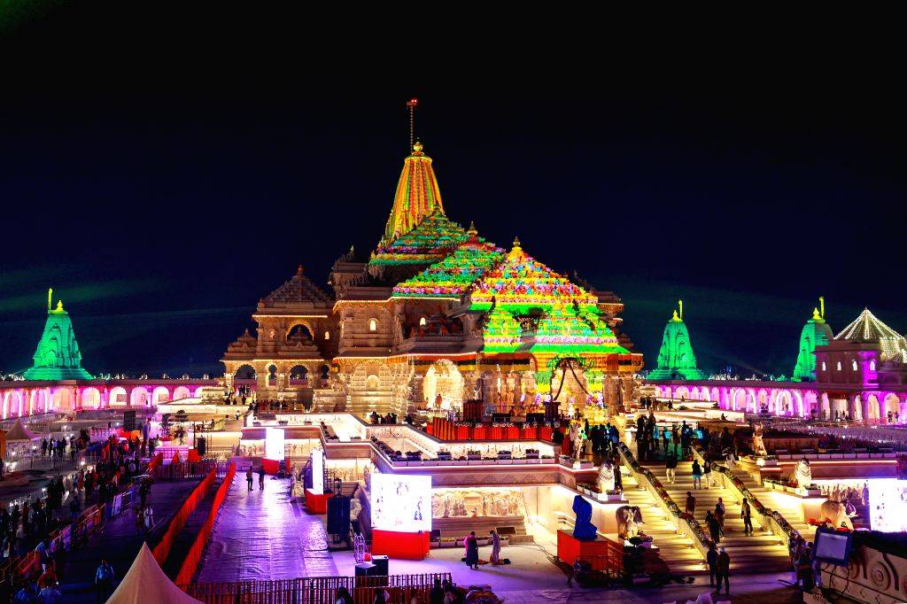 Ram Temple glows in lights ahead of Dhwajarohan ceremony