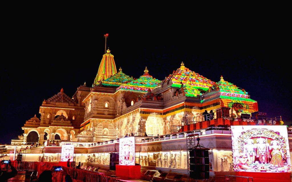 Ram Temple glows in lights ahead of Dhwajarohan ceremony