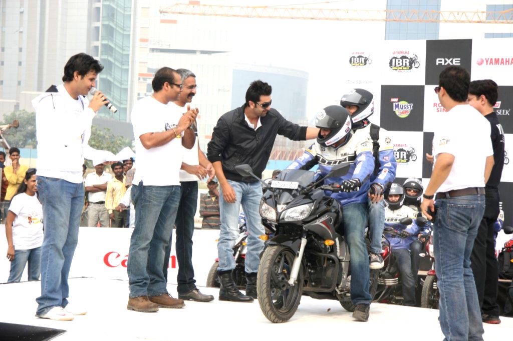 Ranbir Kapoor at the Big Adda Yamaha Bike Rally.