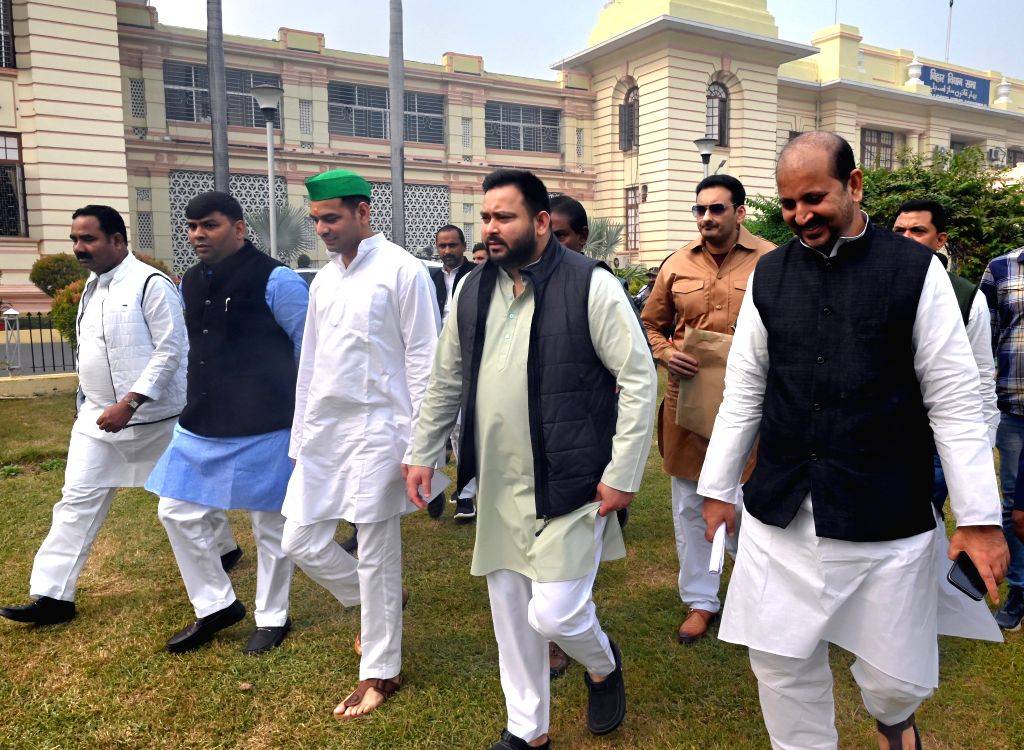 Rjd RJD MPs Tejaswi Yadav and Tej Pratap Yadav with RJD MLAs