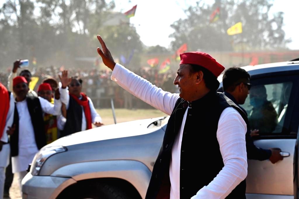 Samajwadi Party President Akhilesh Yadav during an election campaign