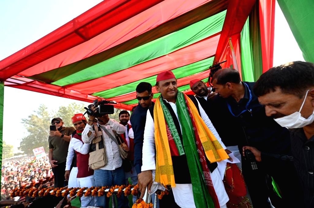 Samajwadi Party President Akhilesh Yadav during an election campaign