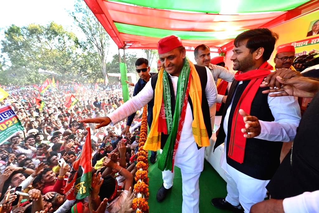Samajwadi Party President Akhilesh Yadav during an election campaign