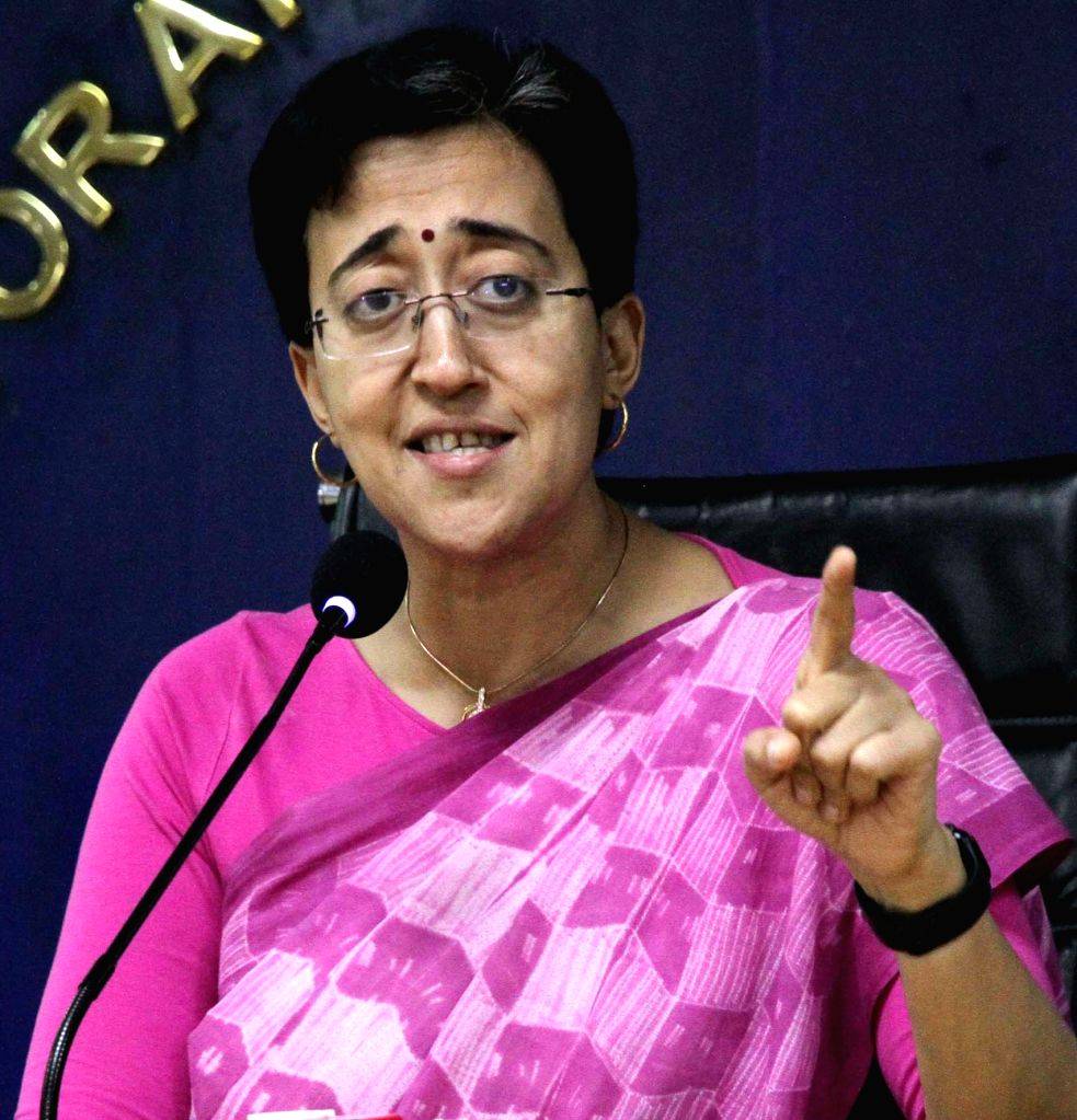 Senior AAP leader and Delhi Cabinet Minister Atishi addresses a press ...
