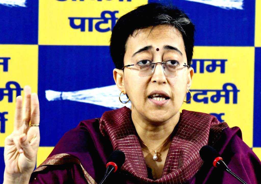 Senior AAP leader and outgoing Delhi CM Atishi addresses a press conference