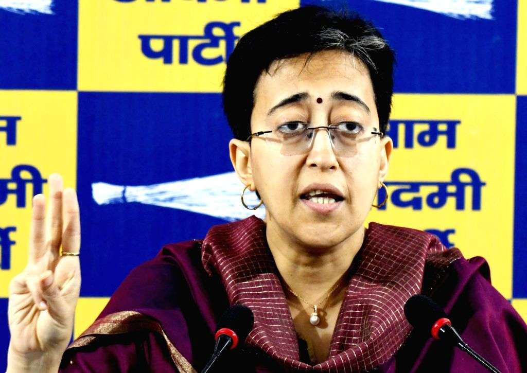 Senior AAP leader and outgoing Delhi CM Atishi addresses a press conference