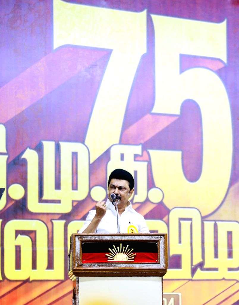 Tamil Nadu Chief Minister M K Stalin addresses during the DMK's ...