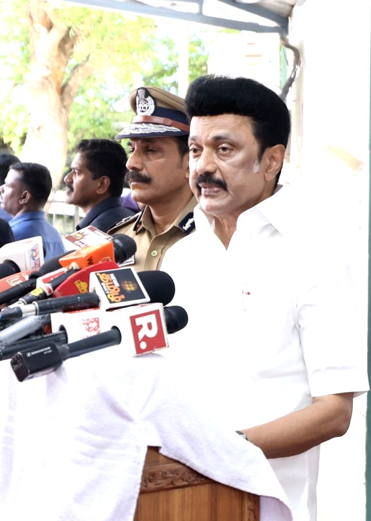 Tamil Nadu Chief Minister MK Stalin addresses to media following an ...