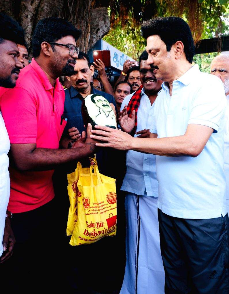 Tamil Nadu Chief Minister MK Stalin interacts with people during an ...